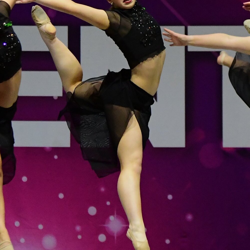 Black sheer short sleeve and skirt Dance Costume